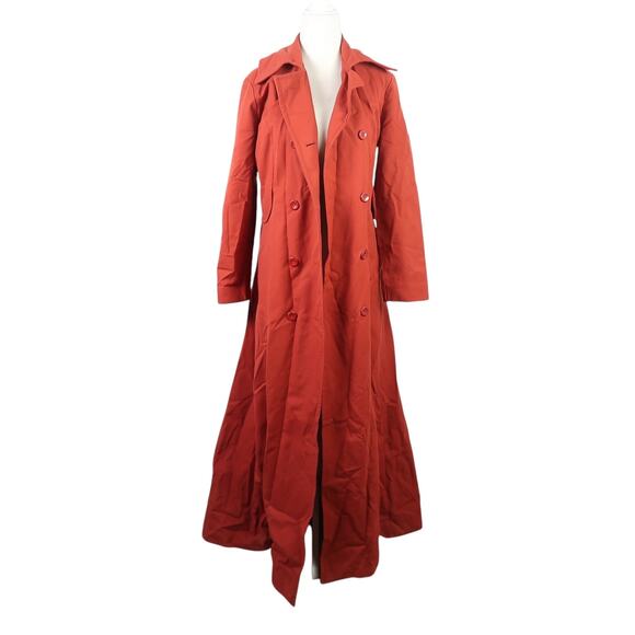 Vintage 70s Splash rust orange-red full length trench raincoat 8 - Picture 5 of 7